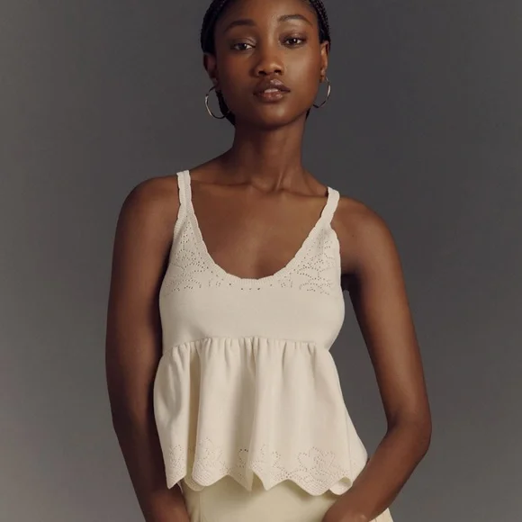 Anthropologie Scalloped Babydoll Pointelle
Sweater Tank - Picture 1 of 4